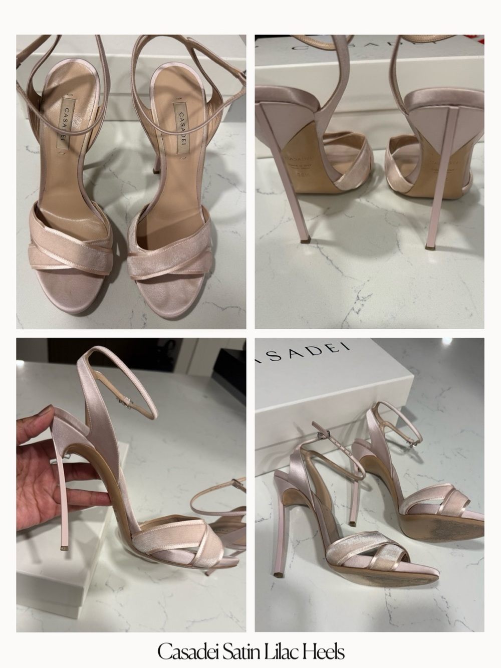 Casadei Pale Lilac Satin Stiletto Sandals